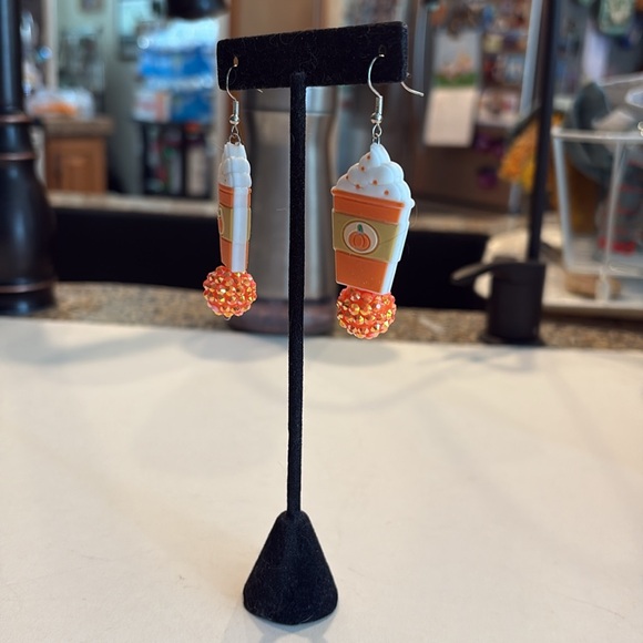 Handmade Pumpkin Spice Latte Earrings - Picture 13 of 14